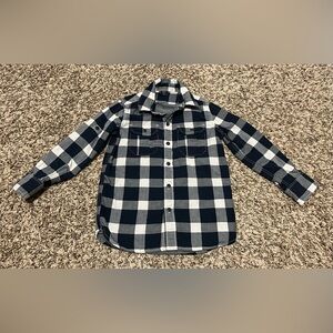 Gap Navy & White Plaid Long Sleeve Button Down Shirt Boys Size Small